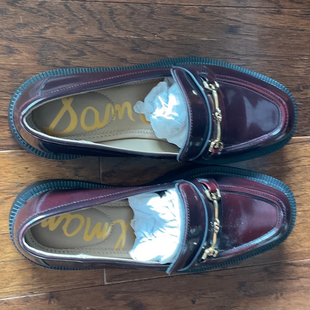 Sam Edelman Burgundy Loafers with Gold Accent